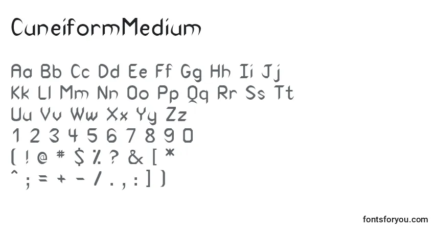 CuneiformMedium-fontti – aakkoset, numerot, erikoismerkit