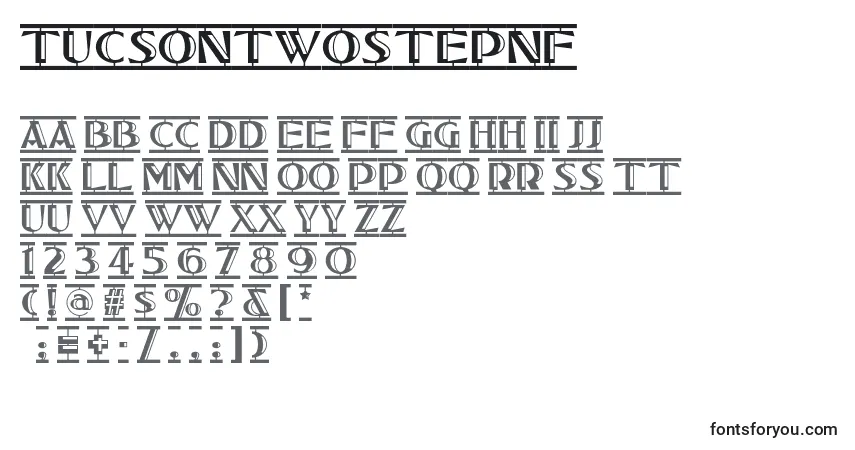 A fonte Tucsontwostepnf (42727) – alfabeto, números, caracteres especiais