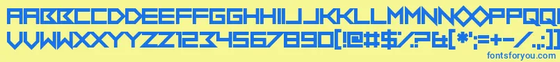 Czcionka FlobOutABork – niebieskie czcionki na żółtym tle