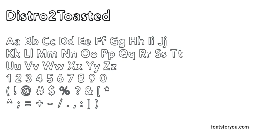 Czcionka Distro2Toasted – alfabet, cyfry, specjalne znaki