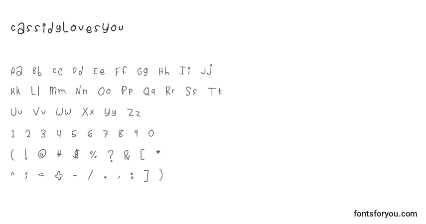 Schriftart CassidyLovesYou – Alphabet, Zahlen, spezielle Symbole