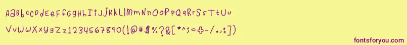 CassidyLovesYou Font – Purple Fonts on Yellow Background