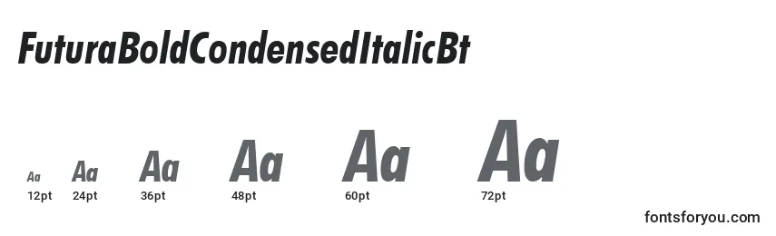 Размеры шрифта FuturaBoldCondensedItalicBt
