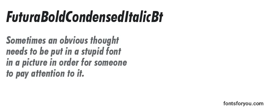 Überblick über die Schriftart FuturaBoldCondensedItalicBt