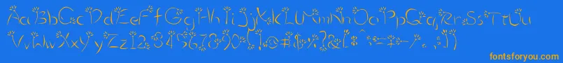 Flower3 Font – Orange Fonts on Blue Background