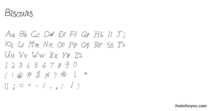 Schriftart Biscuits – Alphabet, Zahlen, spezielle Symbole