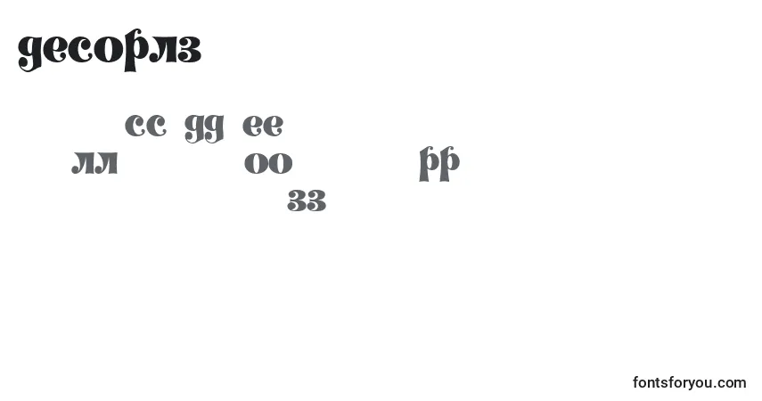 A fonte Decorlz – alfabeto, números, caracteres especiais