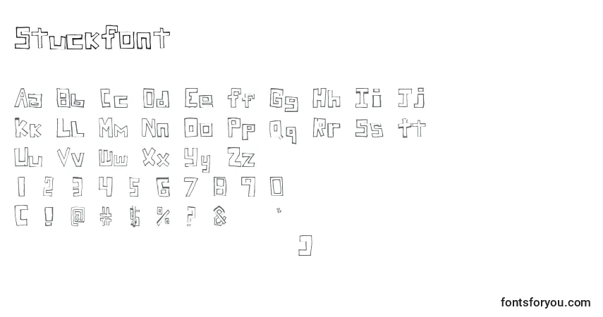 Czcionka StuckFont – alfabet, cyfry, specjalne znaki