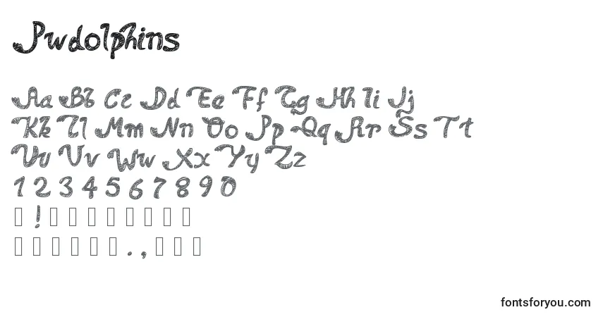 A fonte Pwdolphins – alfabeto, números, caracteres especiais