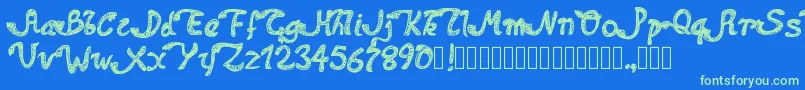 Pwdolphins Font – Green Fonts on Blue Background