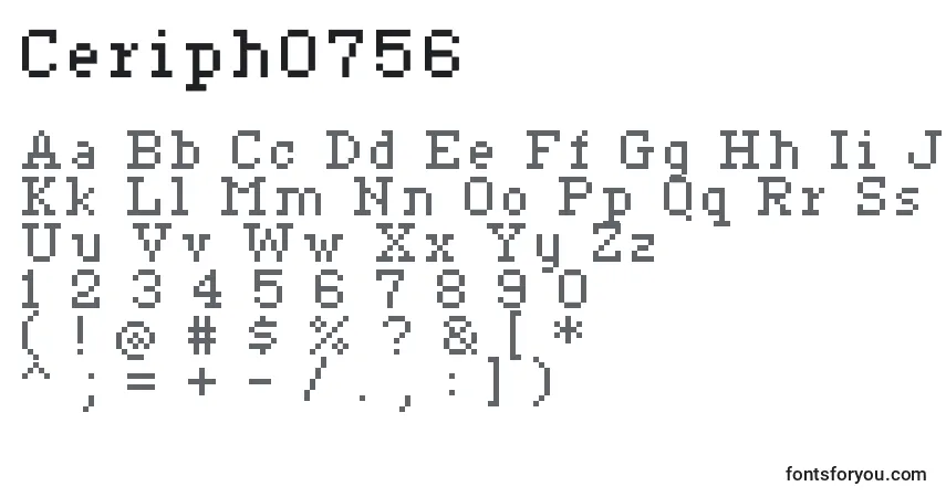 Schriftart Ceriph0756 – Alphabet, Zahlen, spezielle Symbole