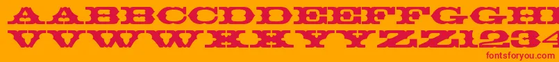 Thunderbay-Schriftart – Rote Schriften auf orangefarbenem Hintergrund