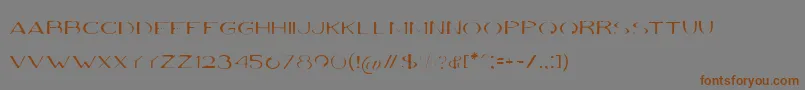 フォントVolkiThin – 茶色の文字が灰色の背景にあります。