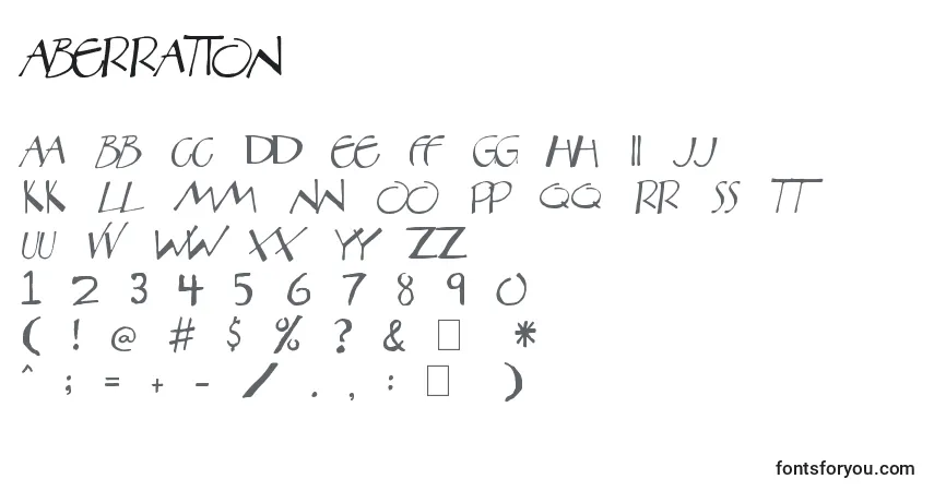 A fonte Aberration – alfabeto, números, caracteres especiais