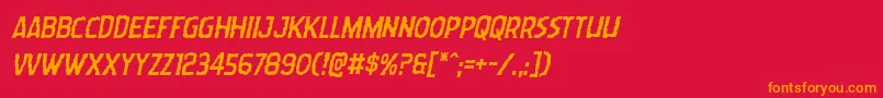 フォントWormcuisineital – 赤い背景にオレンジの文字