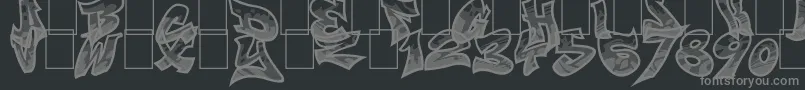Fonte Smasher312Custom – fontes cinzas em um fundo preto