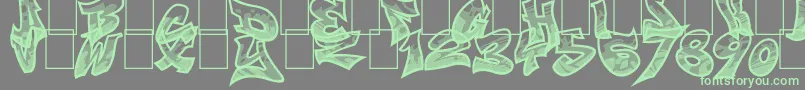 Smasher312Custom-Schriftart – Grüne Schriften auf grauem Hintergrund