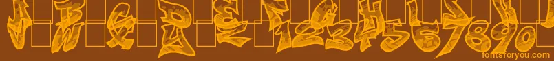 Smasher312Custom Font – Orange Fonts on Brown Background