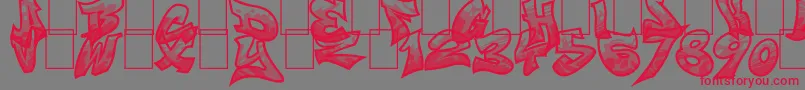 フォントSmasher312Custom – 赤い文字の灰色の背景