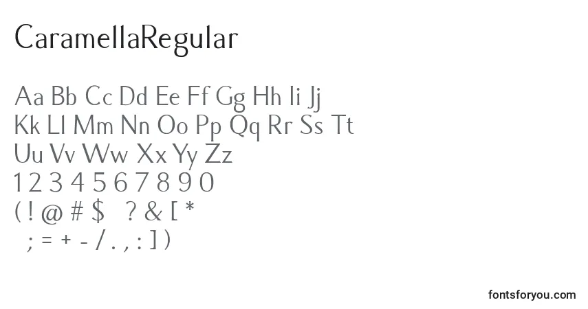 A fonte CaramellaRegular – alfabeto, números, caracteres especiais
