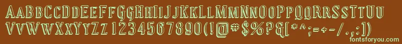 Coving29-fontti – vihreät fontit ruskealla taustalla