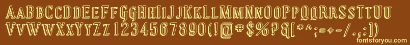 Coving29-fontti – keltaiset fontit ruskealla taustalla
