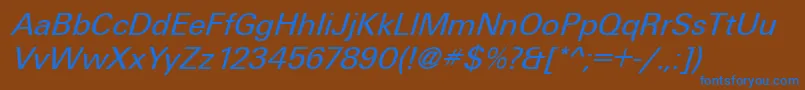 UniqueItalic-Schriftart – Blaue Schriften auf braunem Hintergrund