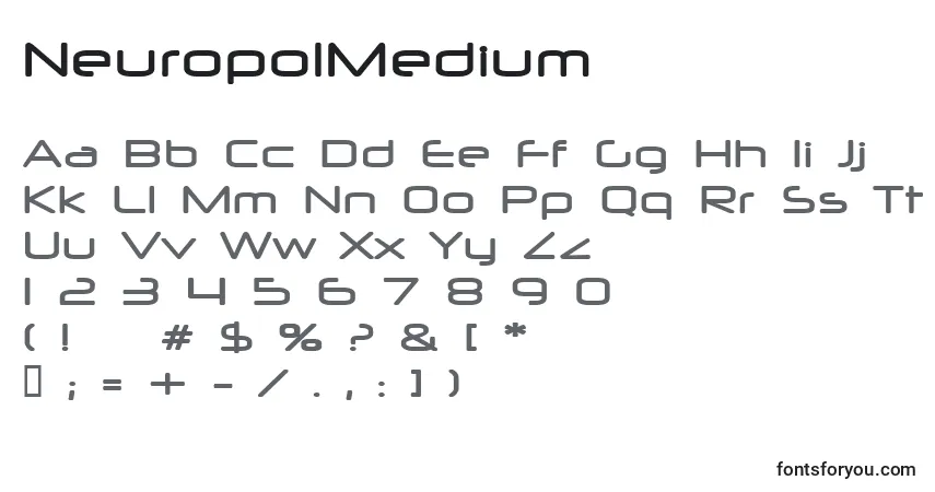 NeuropolMedium-fontti – aakkoset, numerot, erikoismerkit