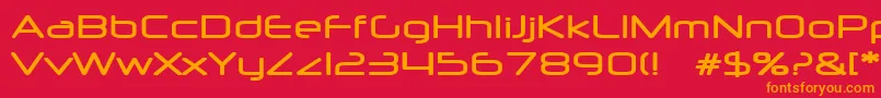 NeuropolMedium-Schriftart – Orangefarbene Schriften auf rotem Hintergrund