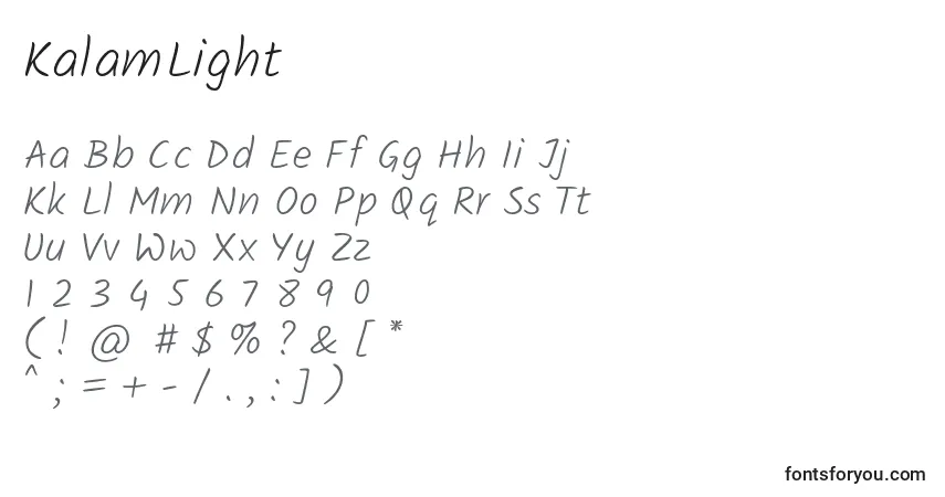 KalamLight-fontti – aakkoset, numerot, erikoismerkit