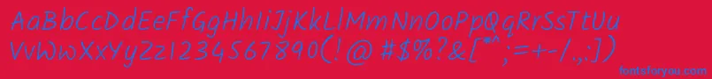KalamLight-Schriftart – Blaue Schriften auf rotem Hintergrund