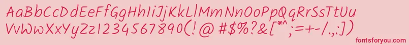 KalamLight-Schriftart – Rote Schriften auf rosa Hintergrund