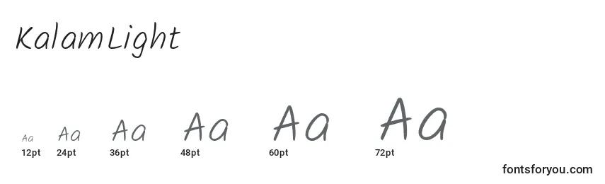 KalamLight Font Sizes