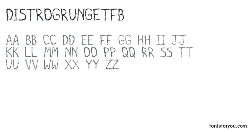Czcionka DistrogrungeTfb – alfabet, cyfry, specjalne znaki