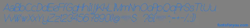 NolicenseKeraterultralightitalic Font – Blue Fonts on Gray Background
