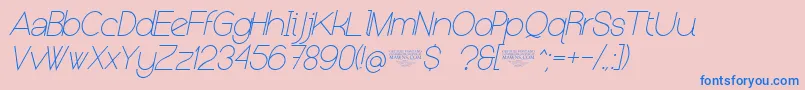 Fonte NolicenseKeraterultralightitalic – fontes azuis em um fundo rosa