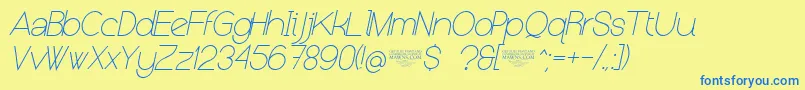 Шрифт NolicenseKeraterultralightitalic – синие шрифты на жёлтом фоне