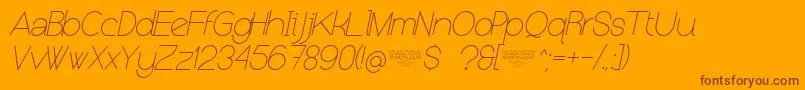 NolicenseKeraterultralightitalic Font – Brown Fonts on Orange Background