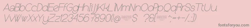 NolicenseKeraterultralightitalic-Schriftart – Graue Schriften auf rosa Hintergrund