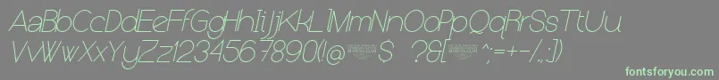NolicenseKeraterultralightitalic Font – Green Fonts on Gray Background
