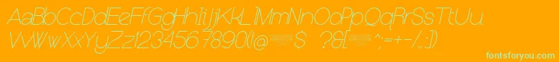 フォントNolicenseKeraterultralightitalic – オレンジの背景に緑のフォント