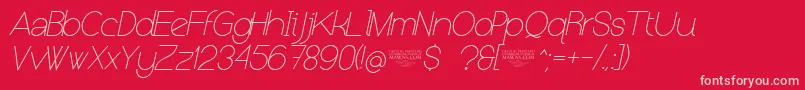 NolicenseKeraterultralightitalic-Schriftart – Rosa Schriften auf rotem Hintergrund
