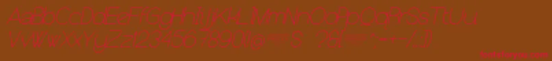 NolicenseKeraterultralightitalic Font – Red Fonts on Brown Background