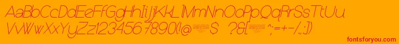 NolicenseKeraterultralightitalic Font – Red Fonts on Orange Background