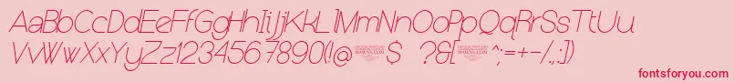 NolicenseKeraterultralightitalic-fontti – punaiset fontit vaaleanpunaisella taustalla