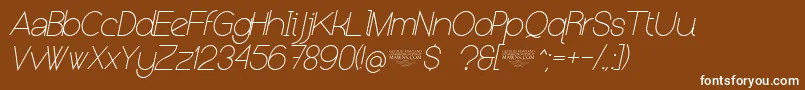 NolicenseKeraterultralightitalic Font – White Fonts on Brown Background