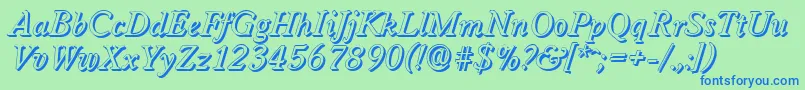 WorcestershadowItalic Font – Blue Fonts on Green Background