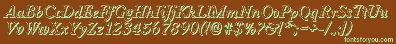 WorcestershadowItalic-fontti – vihreät fontit ruskealla taustalla