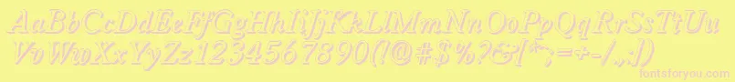 WorcestershadowItalic-fontti – vaaleanpunaiset fontit keltaisella taustalla