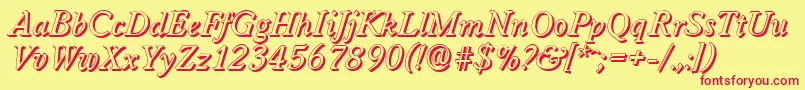 WorcestershadowItalic Font – Red Fonts on Yellow Background